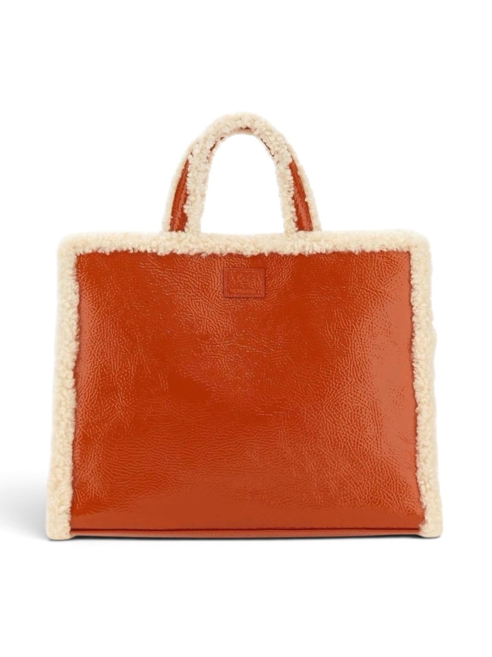 ✨💎NWT💎✨ UGG X TELFAR Large Limited edition Orange Leather & Shearling-Trim Tote - Picture 2 of 4